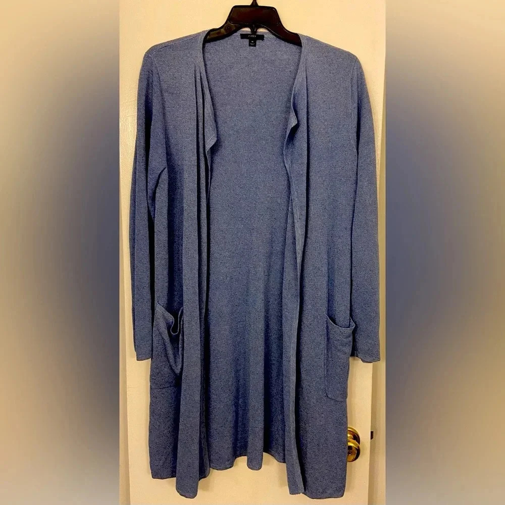 J. Crew Juliette Collarless Sweater Linen Blend Blazer Blue Size Medium